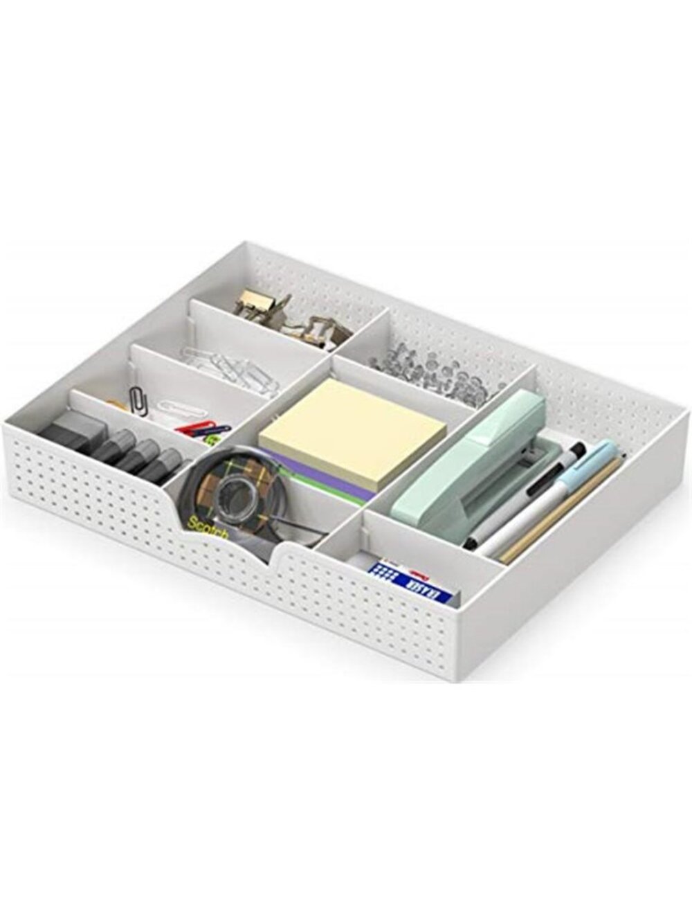 Drawer Organizer Tray Adjustable Compartments Desk Storage Divider White